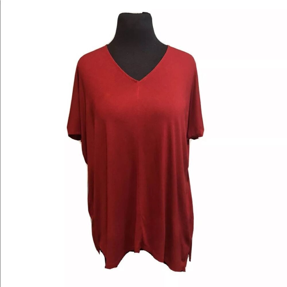 Vince v-neck tunic shirts sleeve top tee shirt red Sz Small NWOT